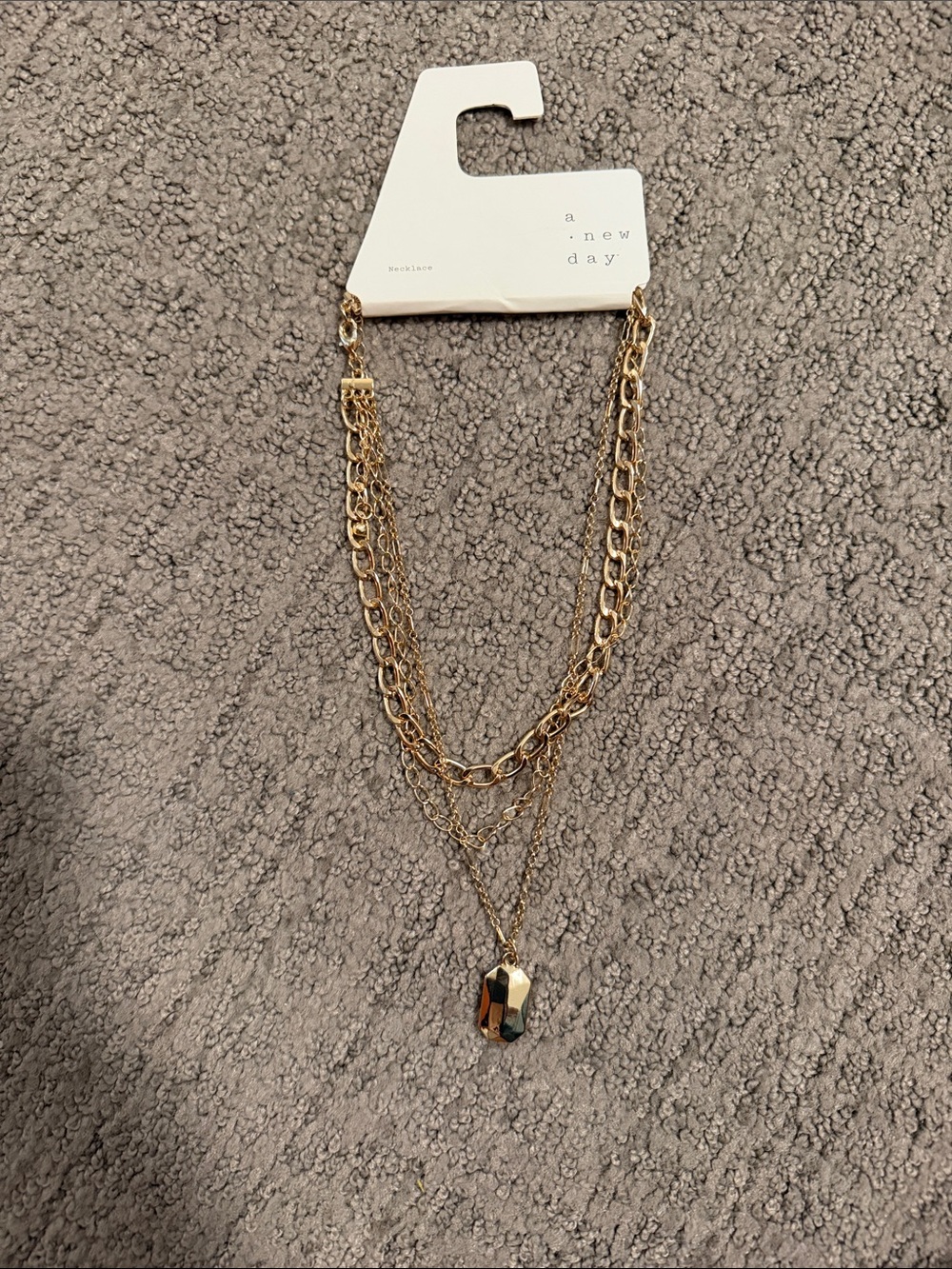 a new day Gold Layered Chain Necklace with Faceted Pendant